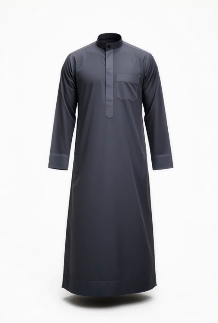 Qamis noir homme manches longues